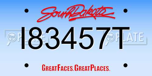 I83457T South Dakota License Plate