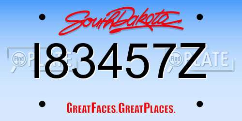 I83457Z South Dakota License Plate