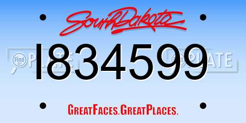 I834599 South Dakota License Plate