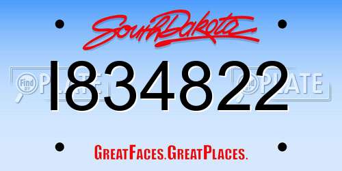 I834822 South Dakota License Plate
