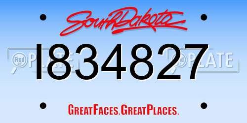 I834827 South Dakota License Plate