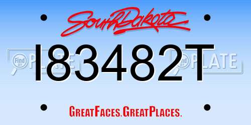 I83482T South Dakota License Plate