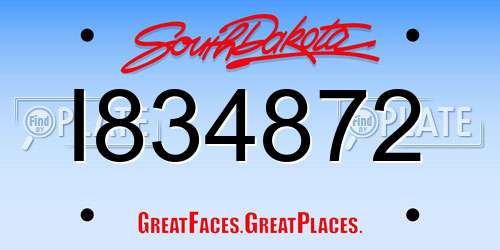 I834872 South Dakota License Plate