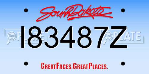 I83487Z South Dakota License Plate