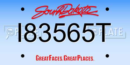 I83565T South Dakota License Plate