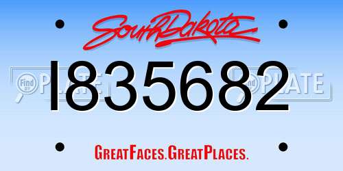 I835682 South Dakota License Plate