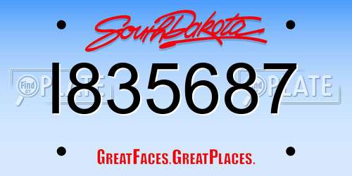 I835687 South Dakota License Plate