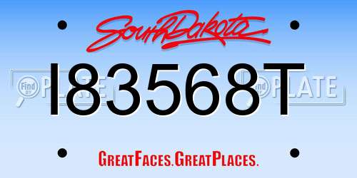 I83568T South Dakota License Plate