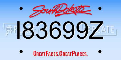 I83699Z South Dakota License Plate