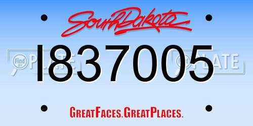 I837005 South Dakota License Plate