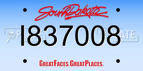 I837008 South Dakota License Plate