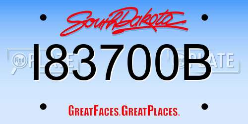 I83700B South Dakota License Plate