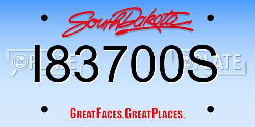 I83700S South Dakota License Plate