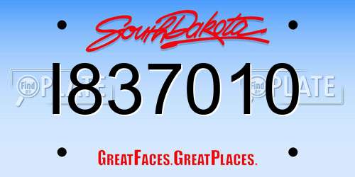 I837010 South Dakota License Plate