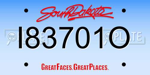 I83701O South Dakota License Plate