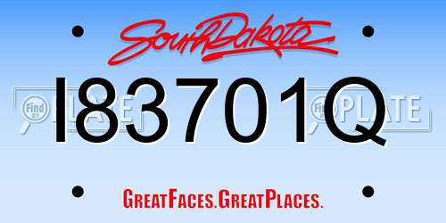 I83701Q South Dakota License Plate