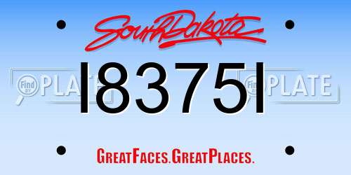 I8375I South Dakota License Plate