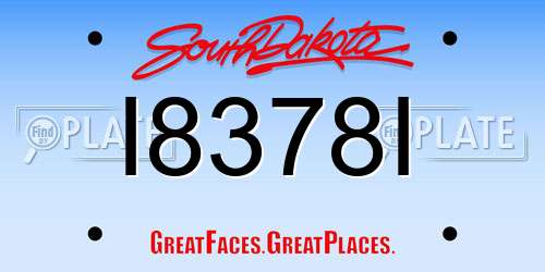 I8378I South Dakota License Plate
