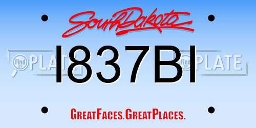 I837BI South Dakota License Plate