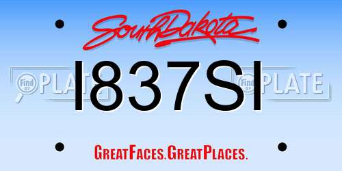 I837SI South Dakota License Plate