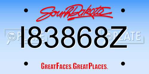 I83868Z South Dakota License Plate