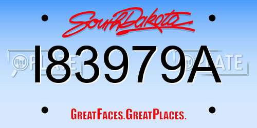 I83979A South Dakota License Plate