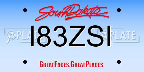 I83ZSI South Dakota License Plate