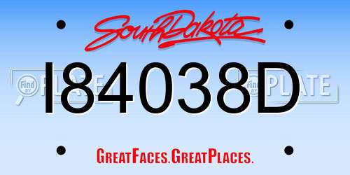 I84038D South Dakota License Plate