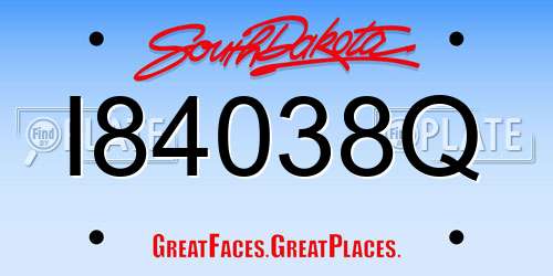 I84038Q South Dakota License Plate
