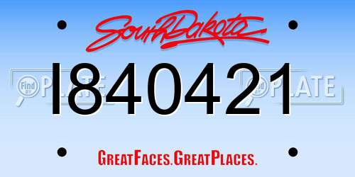 I840421 South Dakota License Plate