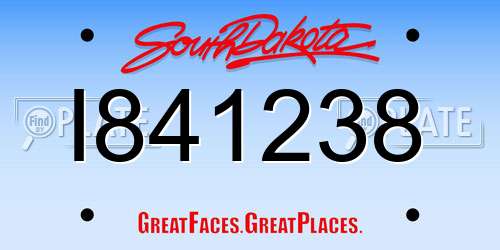 I841238 South Dakota License Plate