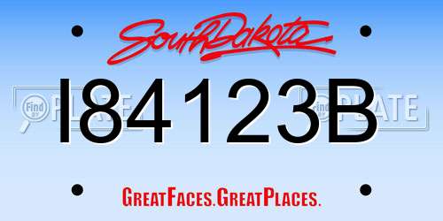 I84123B South Dakota License Plate