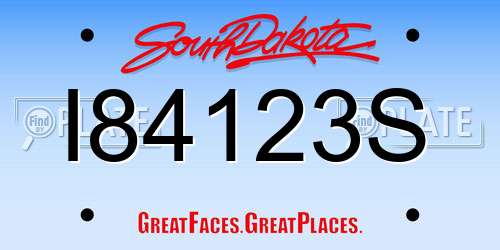 I84123S South Dakota License Plate