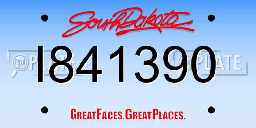 I841390 South Dakota License Plate