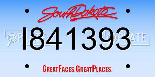 I841393 South Dakota License Plate