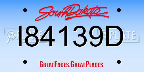 I84139D South Dakota License Plate