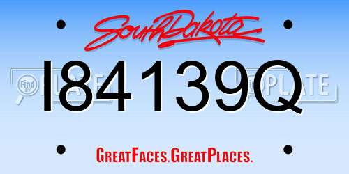 I84139Q South Dakota License Plate