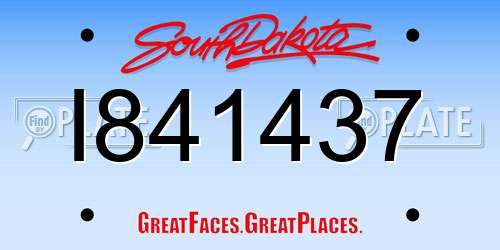 I841437 South Dakota License Plate