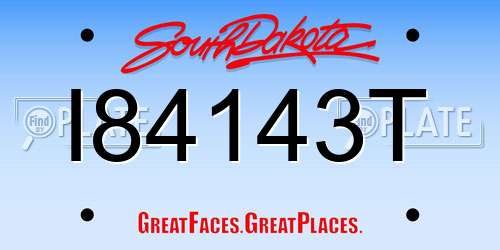 I84143T South Dakota License Plate