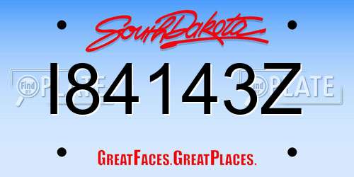 I84143Z South Dakota License Plate