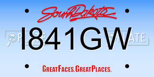 I841GW South Dakota License Plate