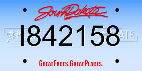 I842158 South Dakota License Plate