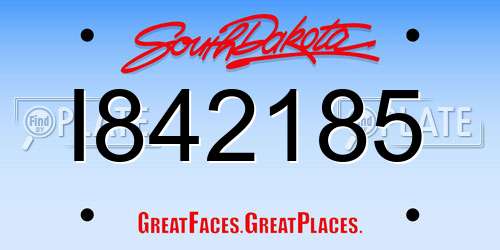 I842185 South Dakota License Plate