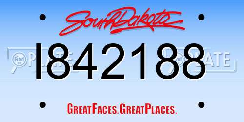 I842188 South Dakota License Plate
