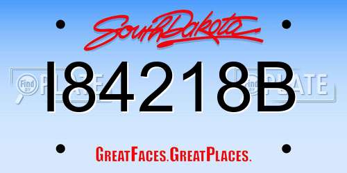 I84218B South Dakota License Plate