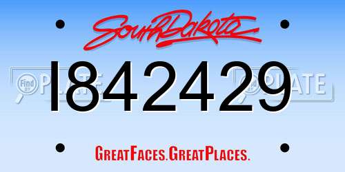 I842429 South Dakota License Plate
