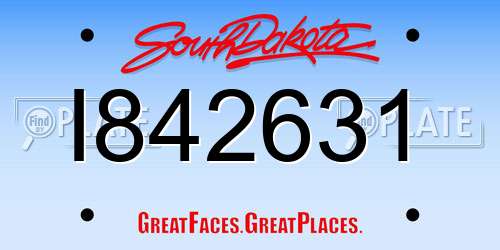 I842631 South Dakota License Plate