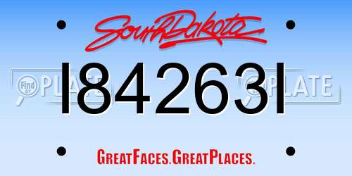 I84263I South Dakota License Plate