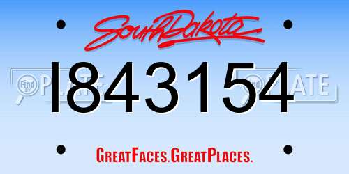 I843154 South Dakota License Plate