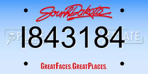I843184 South Dakota License Plate
